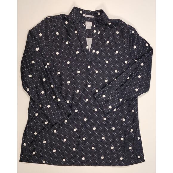 Chico’s No Iron Polka Dot Tunic Top Black White Size 2.5 (14) - Picture 2 of 10